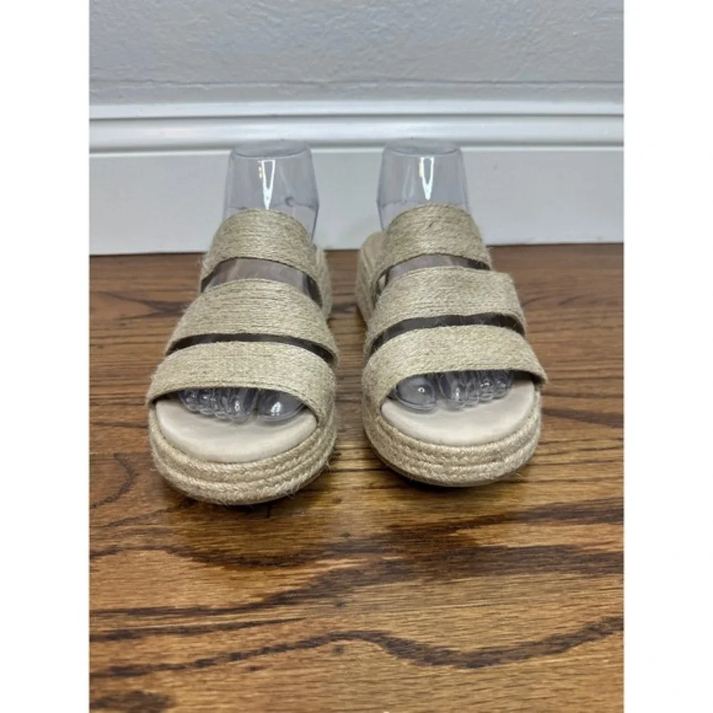 NEW Eileen Fisher Mayla Jute Espadrille‎ Sandal Platform Slide Beige Tan Size 9